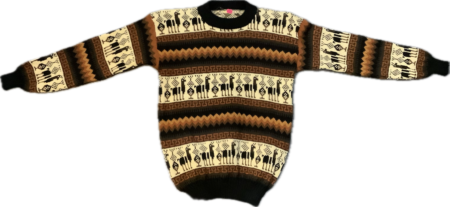 Crewneck Alpaca Figure Sweater