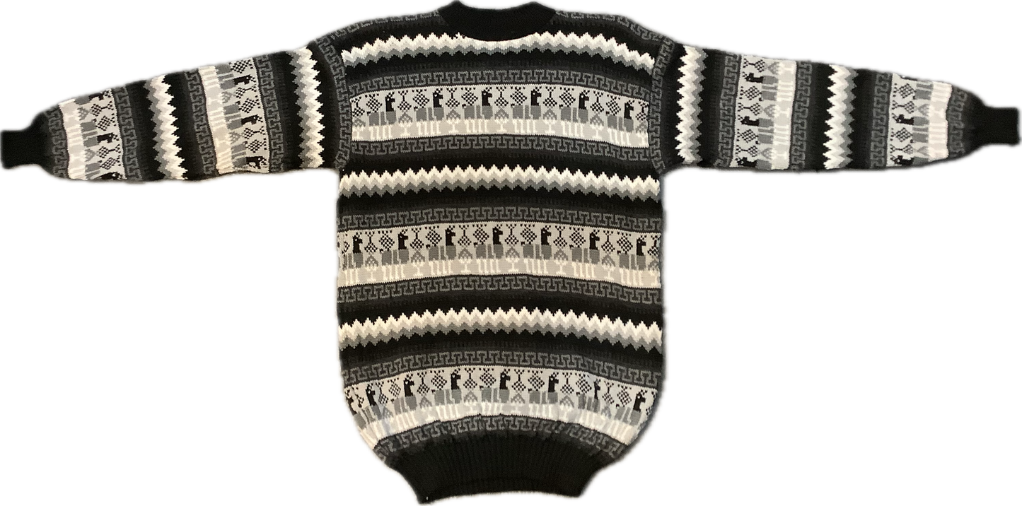 Crewneck Alpaca Figure Sweater