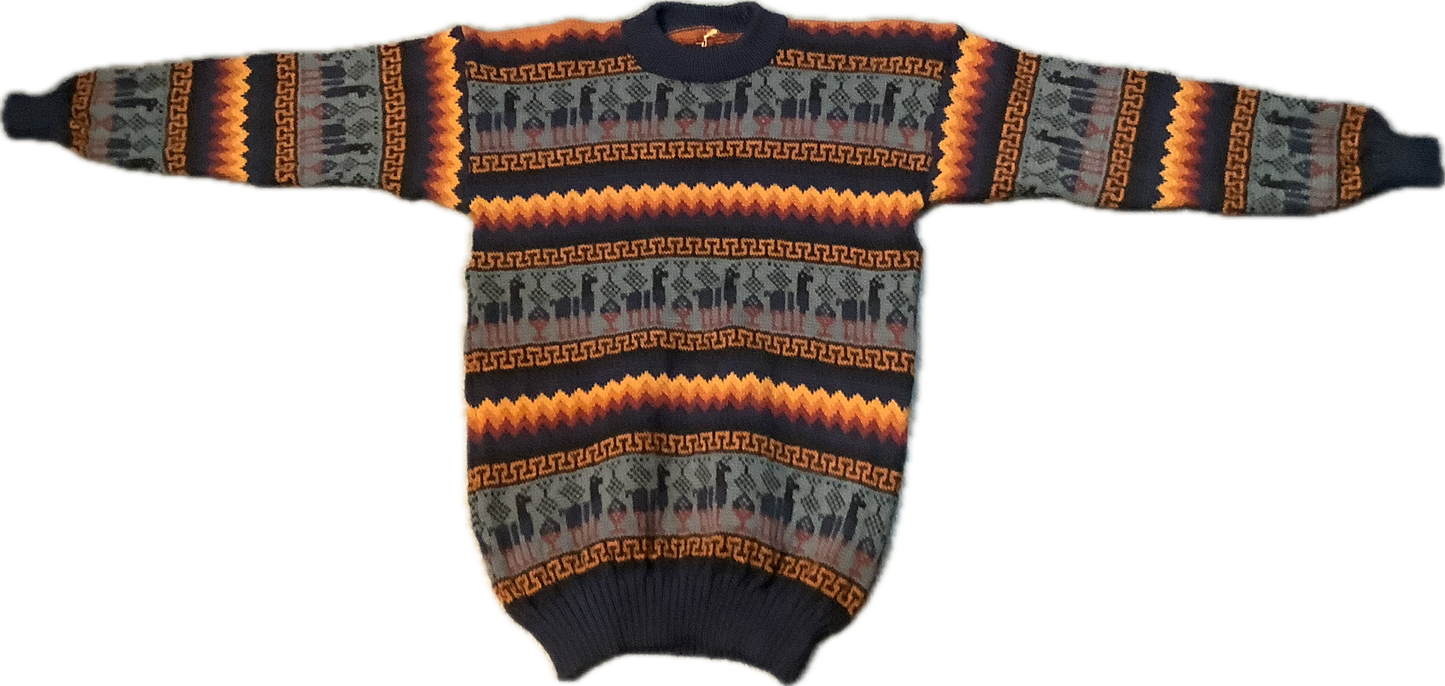 Crewneck Alpaca Figure Sweater