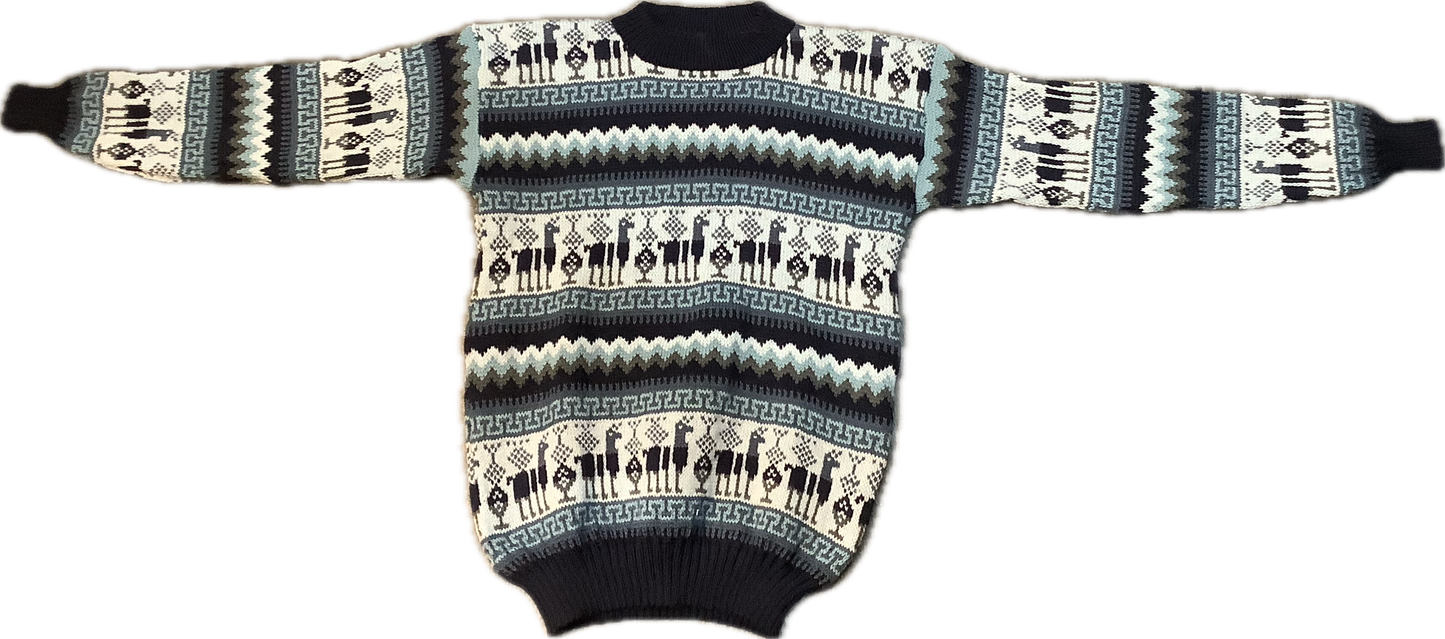 Crewneck Alpaca Figure Sweater