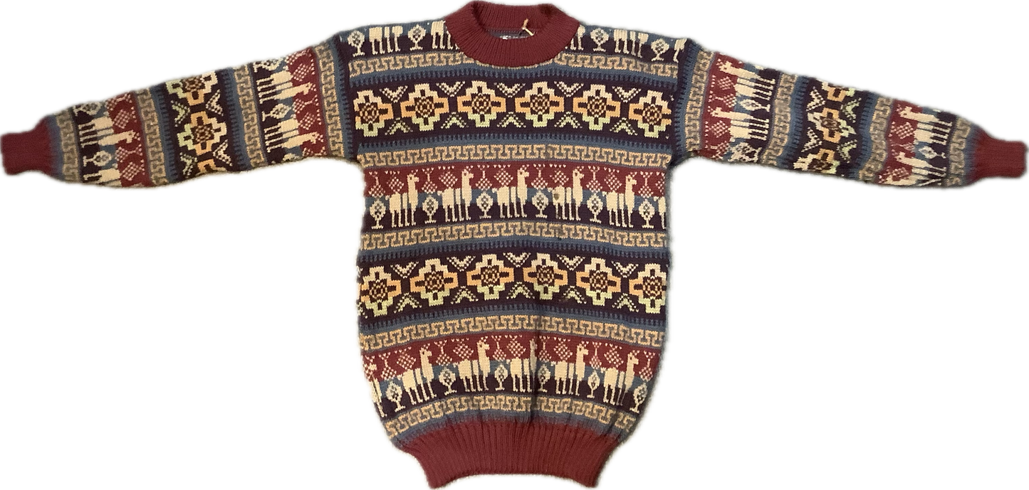 Crewneck Alpaca Figure Sweater