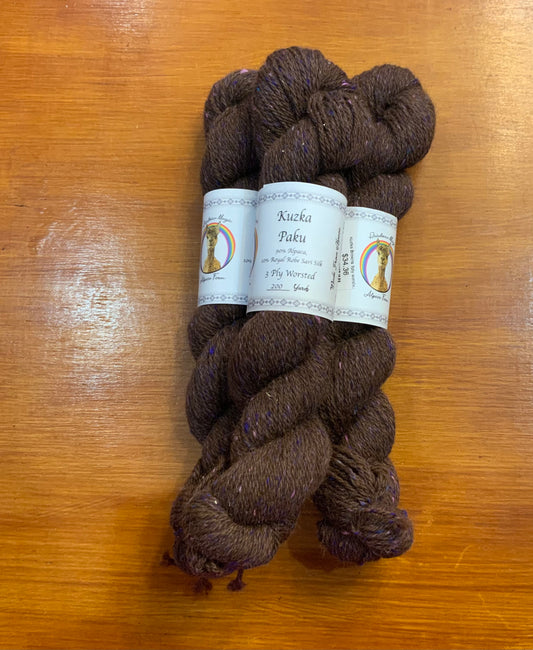 Kuzka Browns 3ply worsted 10% sari silk
