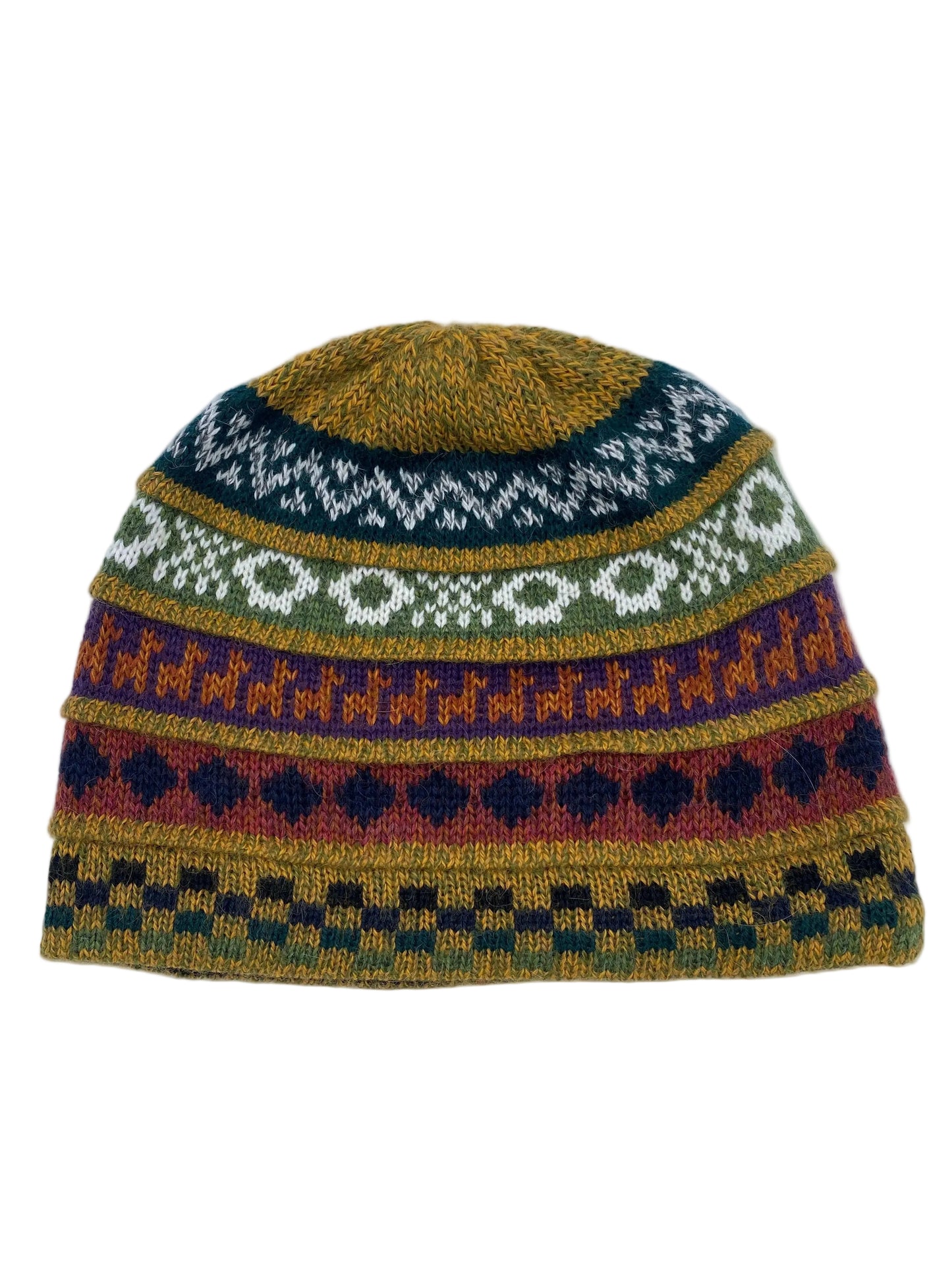Reversible Baby Alpaca Hat with Multicolor design