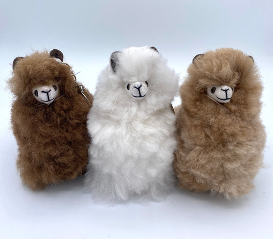 Alpaca Fur Figure Keychain - 4.5” - Natural
