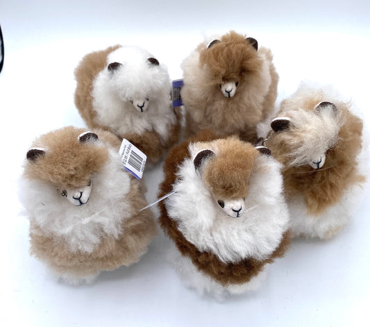 Alpaca Fur Figure Key Chain - 4.5” - Natural Multi