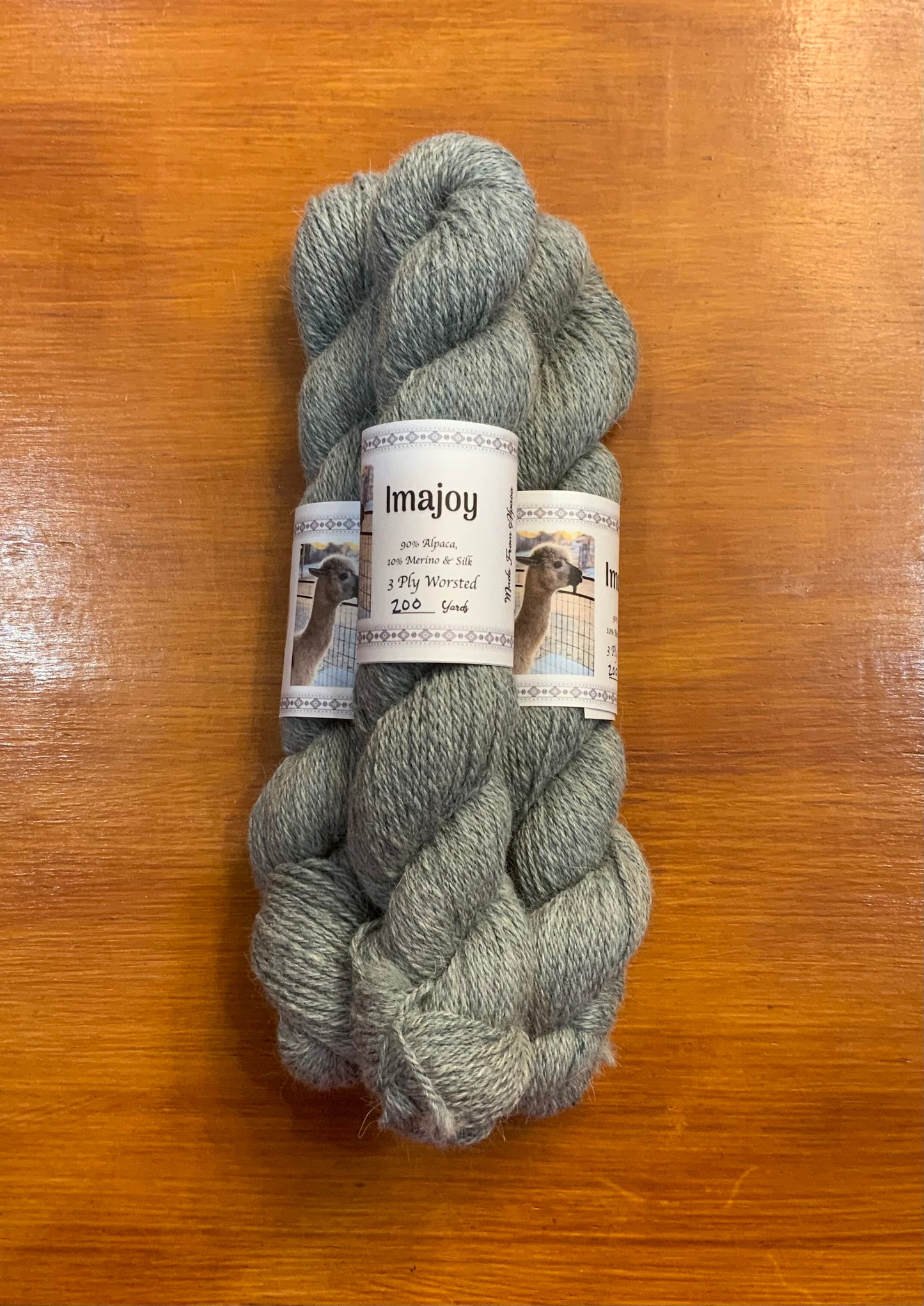 Imajoy 3ply worsted 10% merino/silk blend light teal