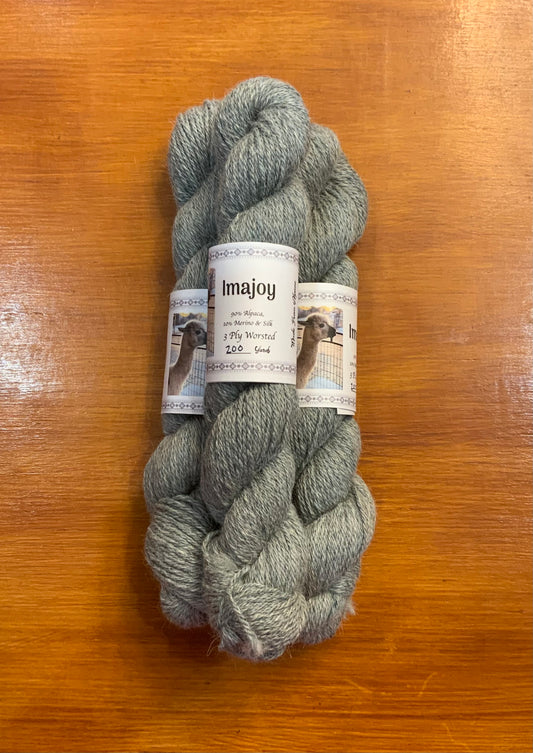 Imajoy 3ply worsted 10% merino/silk blend light teal