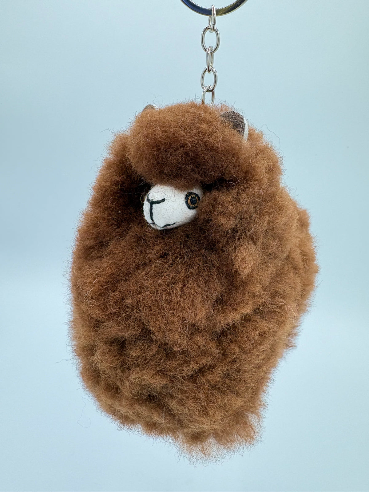 Alpaca Fur Figure Keychain - 4.5” - Natural