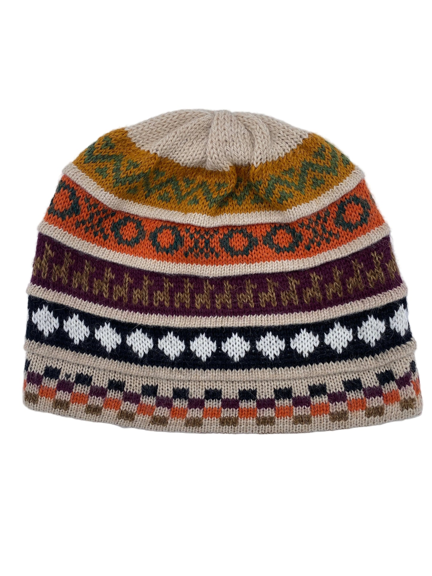 Reversible Baby Alpaca Hat with Multicolor design