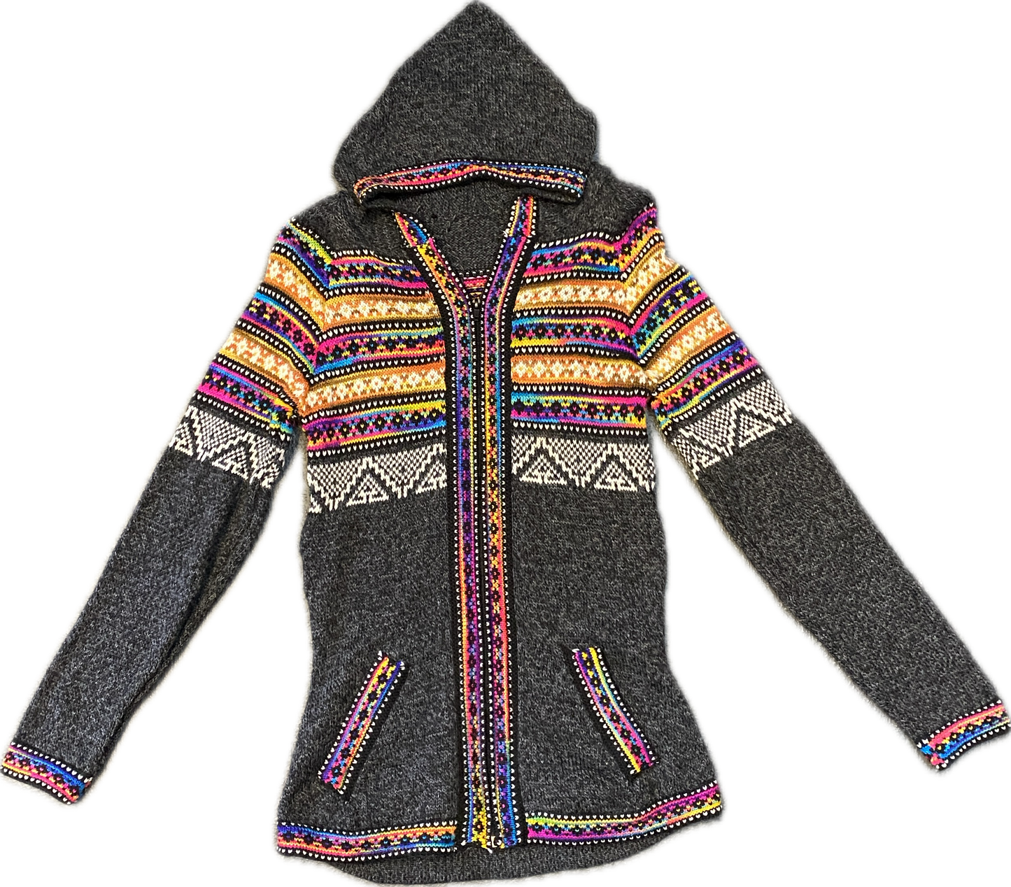 Hooded Alpaca Wool Zip-Up Sweater