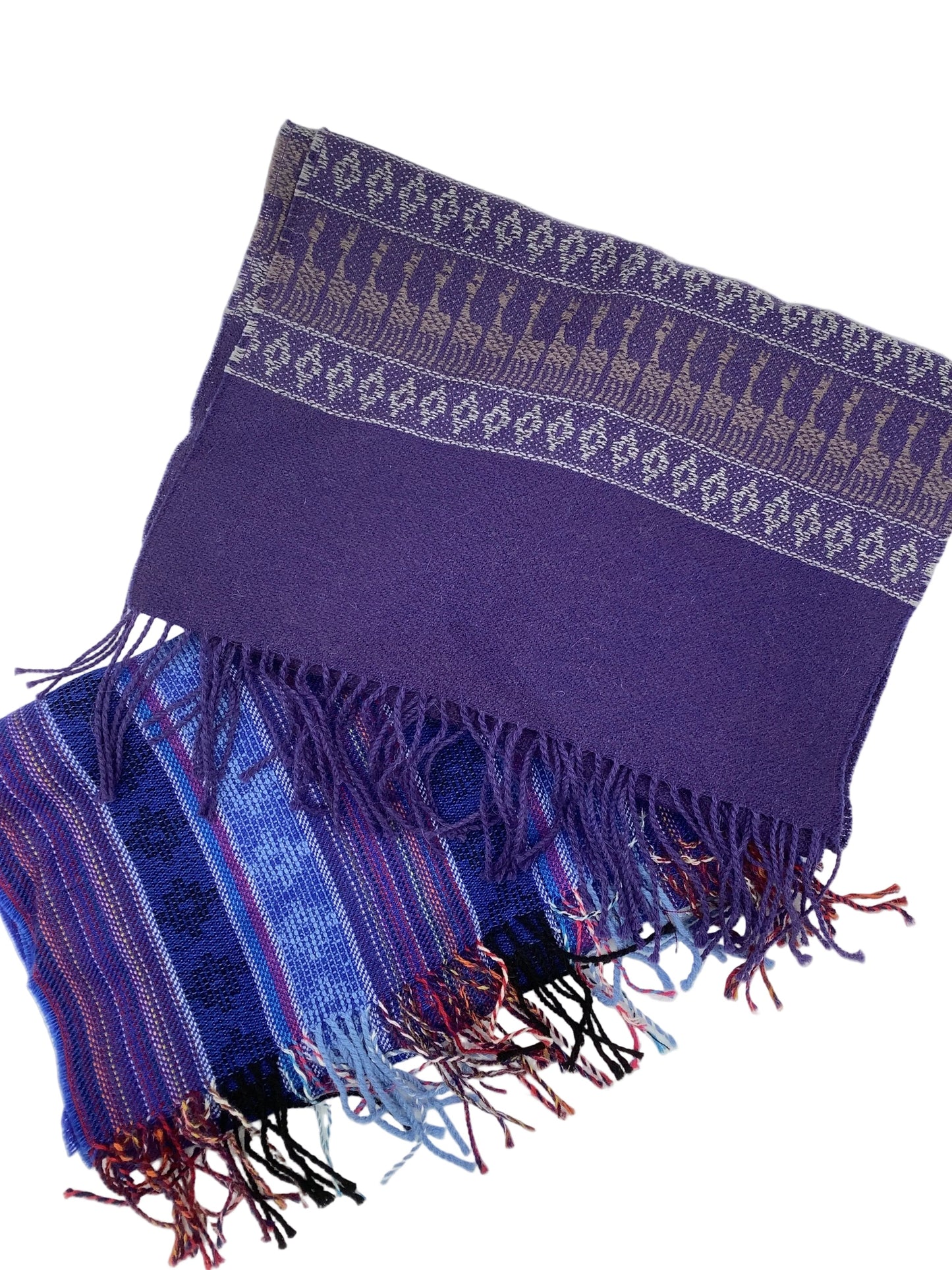 Geometric Design Striped Alpaca Scarf