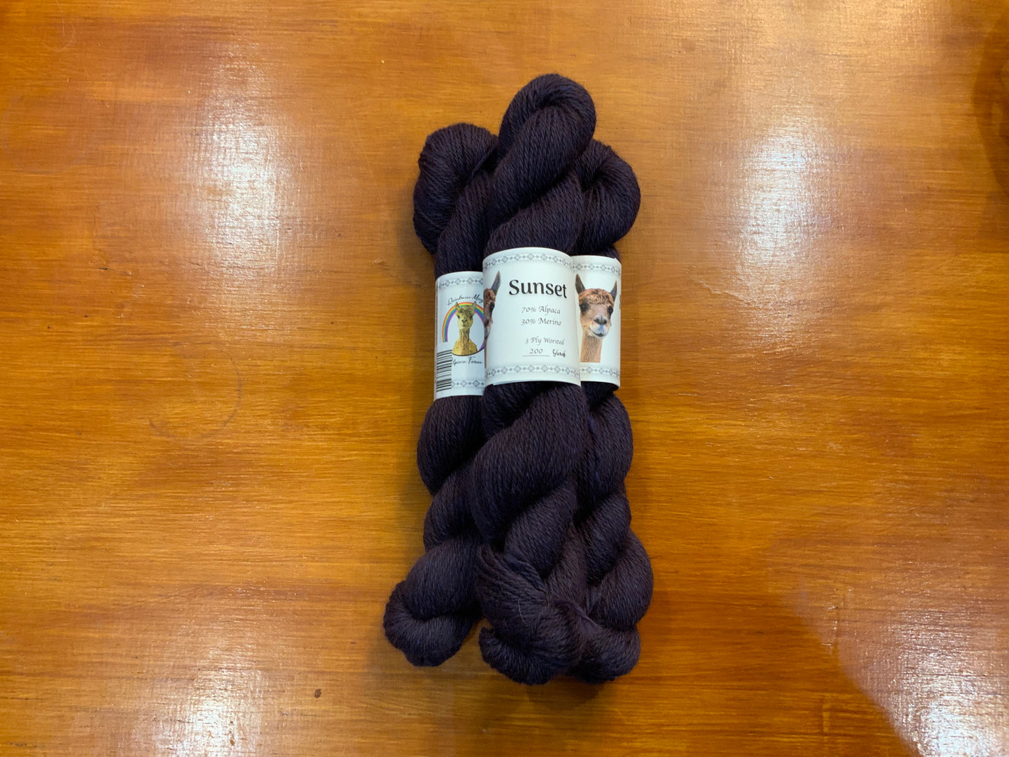 Sunset 3ply worsted 30% merino dyed ultra violet purple %70 Alpaca