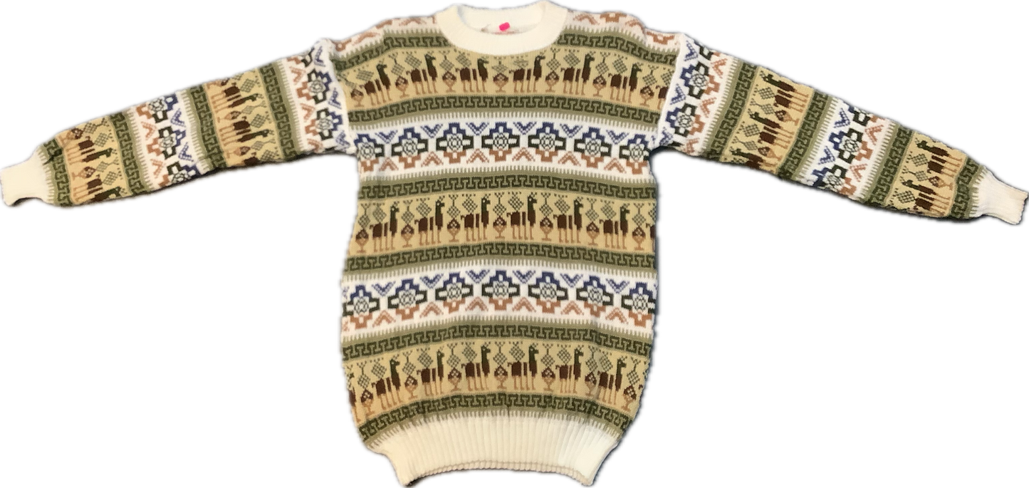 Crewneck Alpaca Figure Sweater