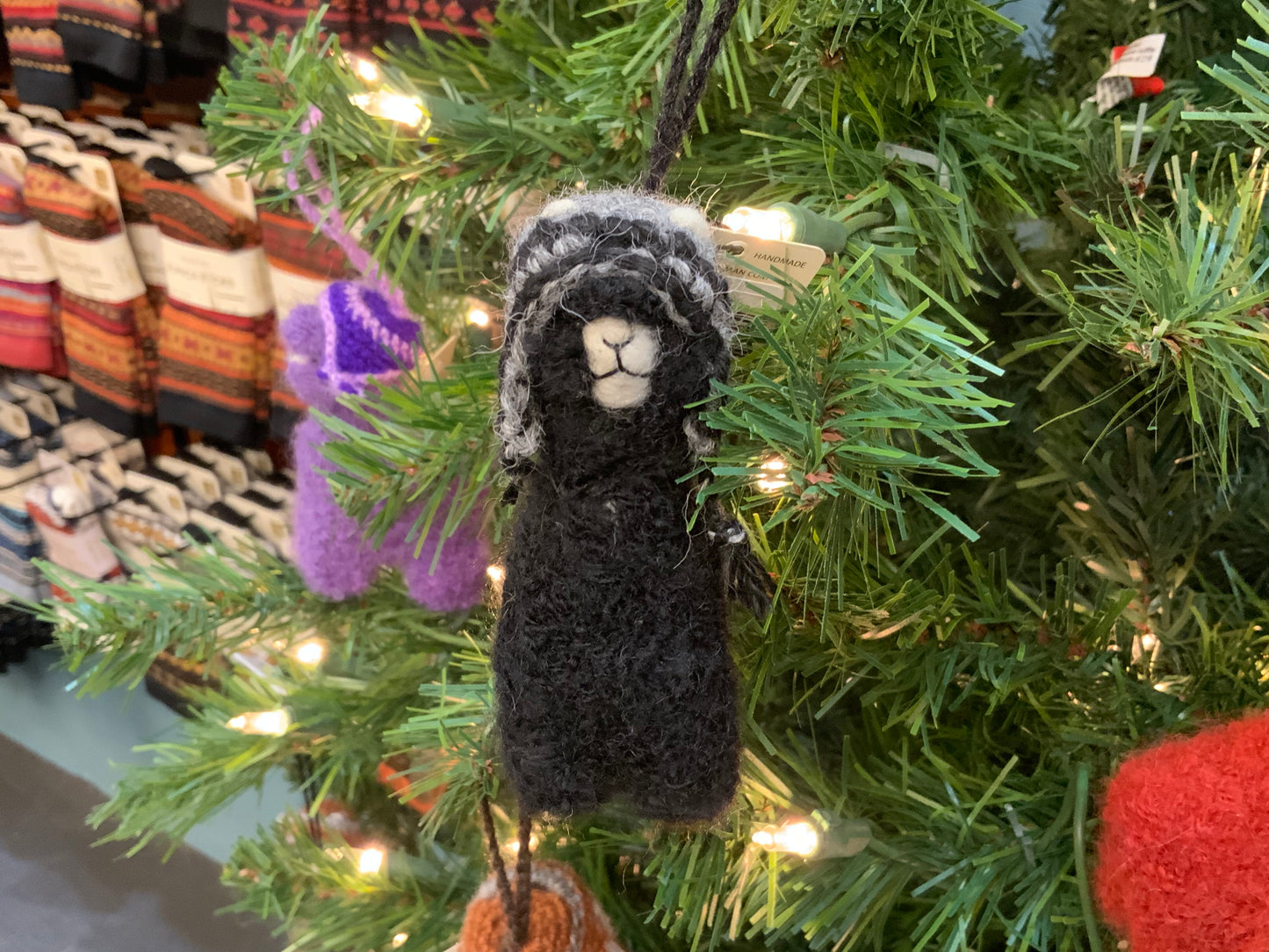 Needle Felted Alpaca Ornament