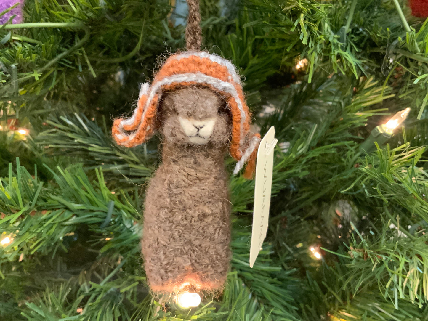 Needle Felted Alpaca Ornament