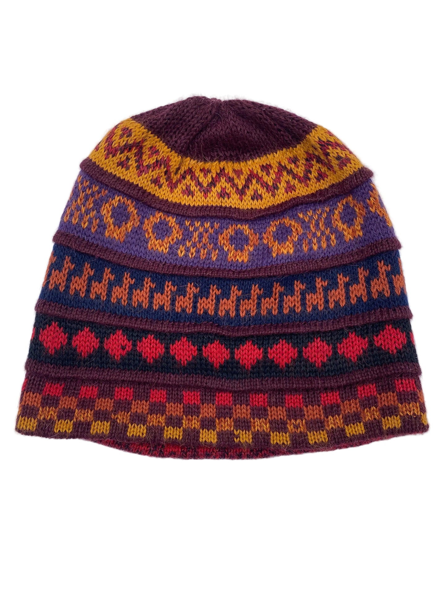 Reversible Baby Alpaca Hat with Multicolor design