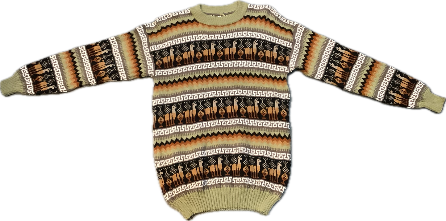 Crewneck Alpaca Figure Sweater