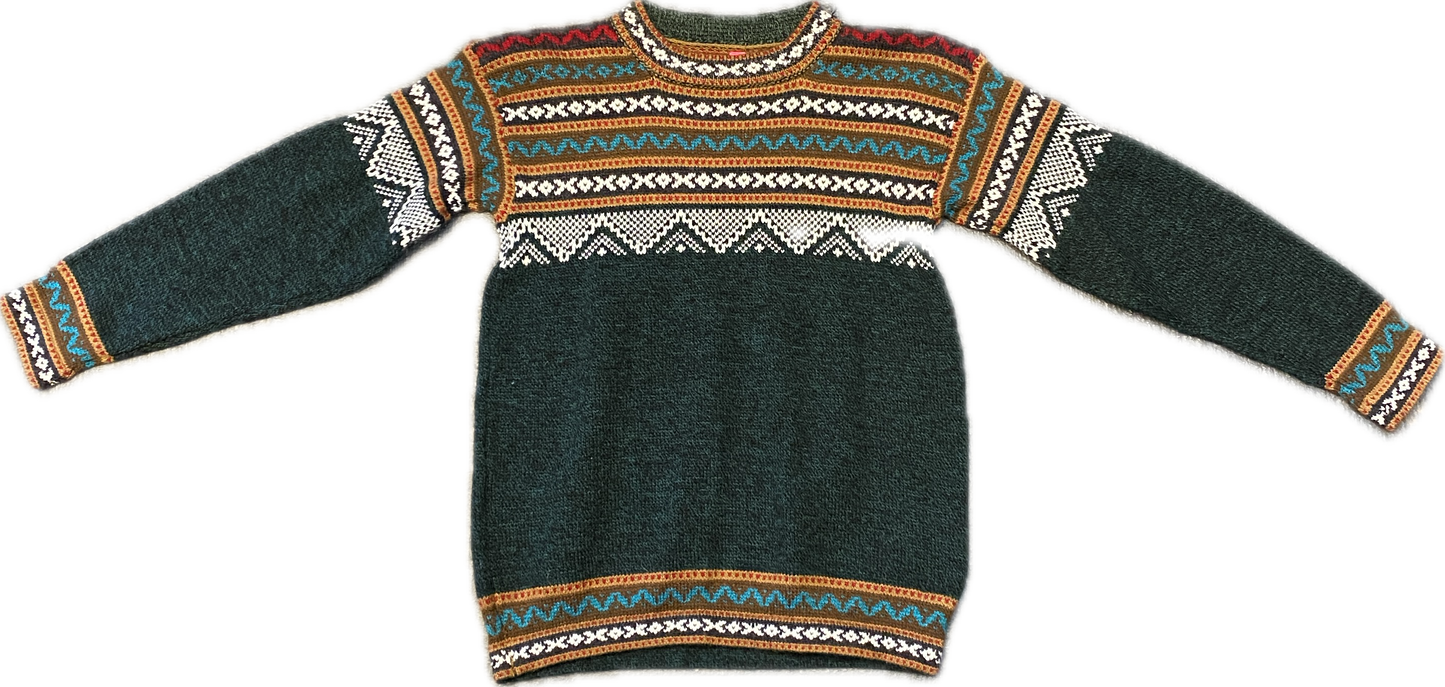 Alpaca Sweater, Peruvian Ethnic Sweater, Crew Neck