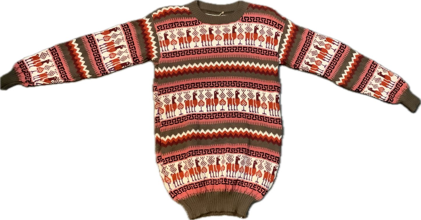 Crewneck Alpaca Figure Sweater