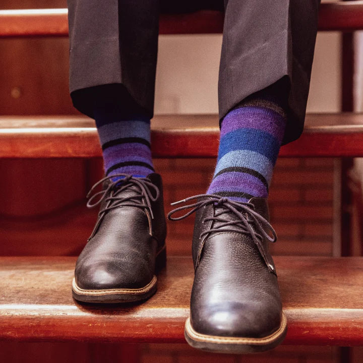 Dress Alpaca Crew Sock with Stripes -MC