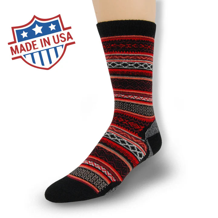 Dress Alpaca Crew Sock with Red Stripes Arizona Designs - MC