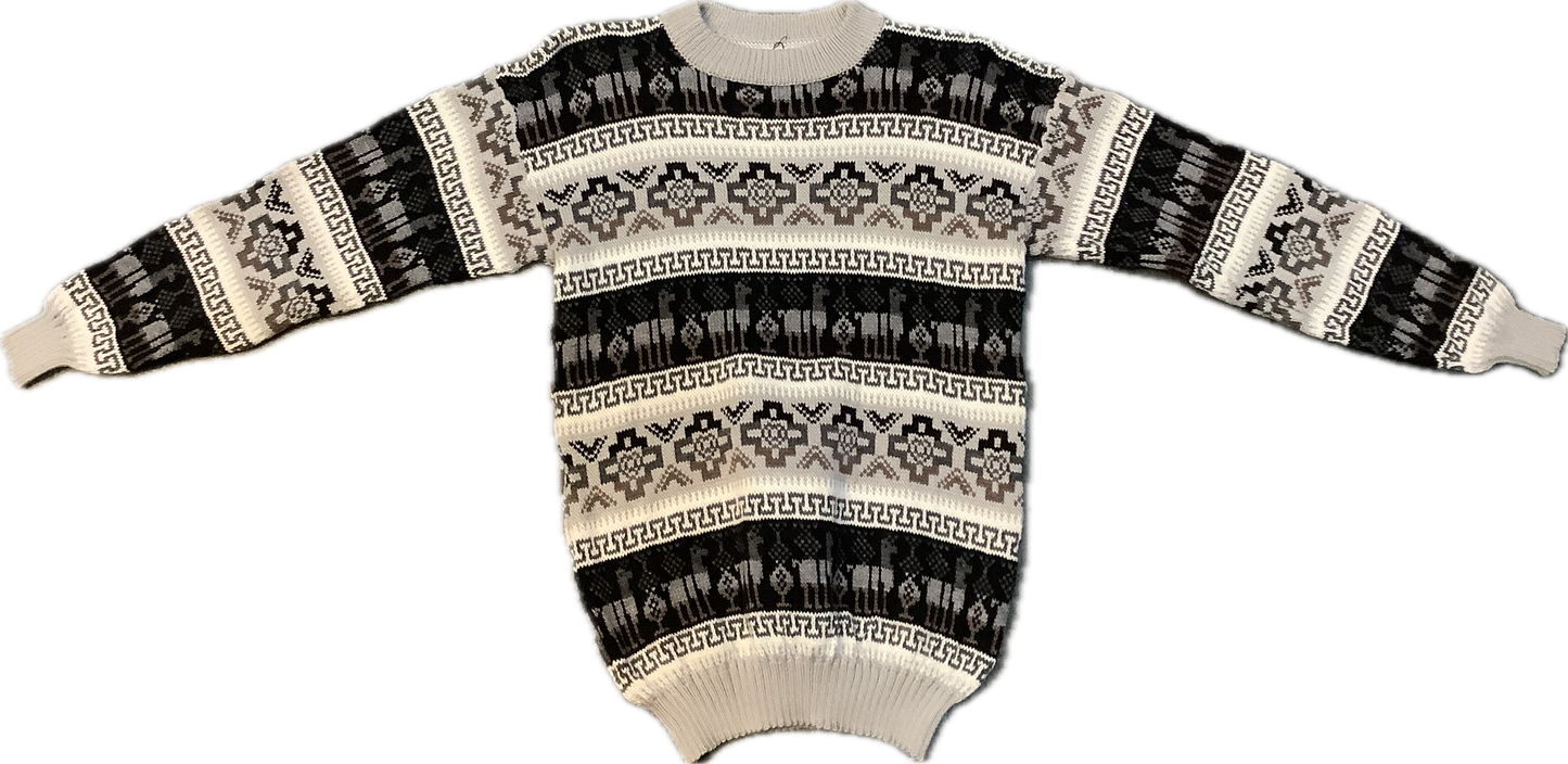 Crewneck Alpaca Figure Sweater