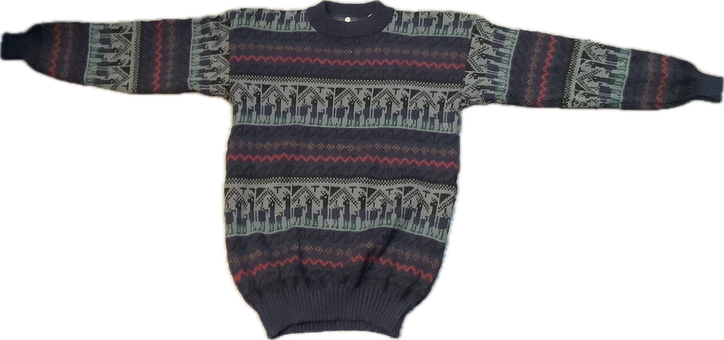 Crewneck Alpaca Figure Sweater