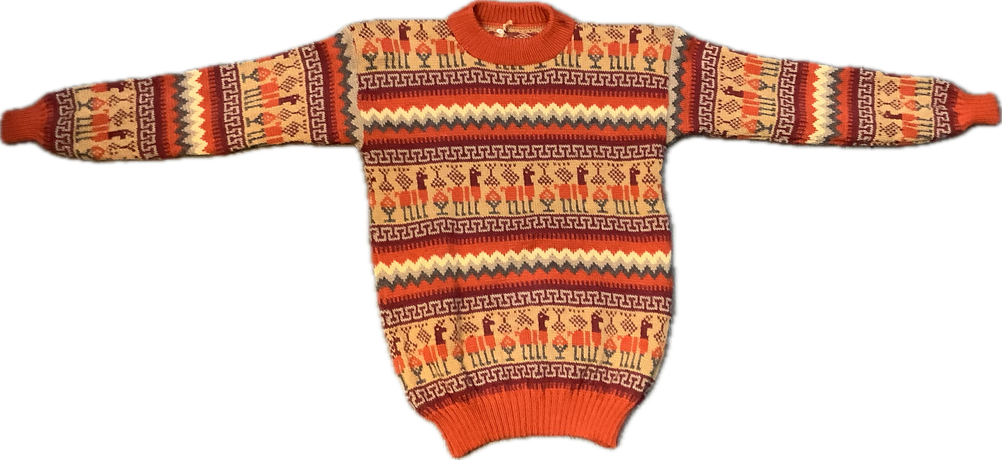 Crewneck Alpaca Figure Sweater