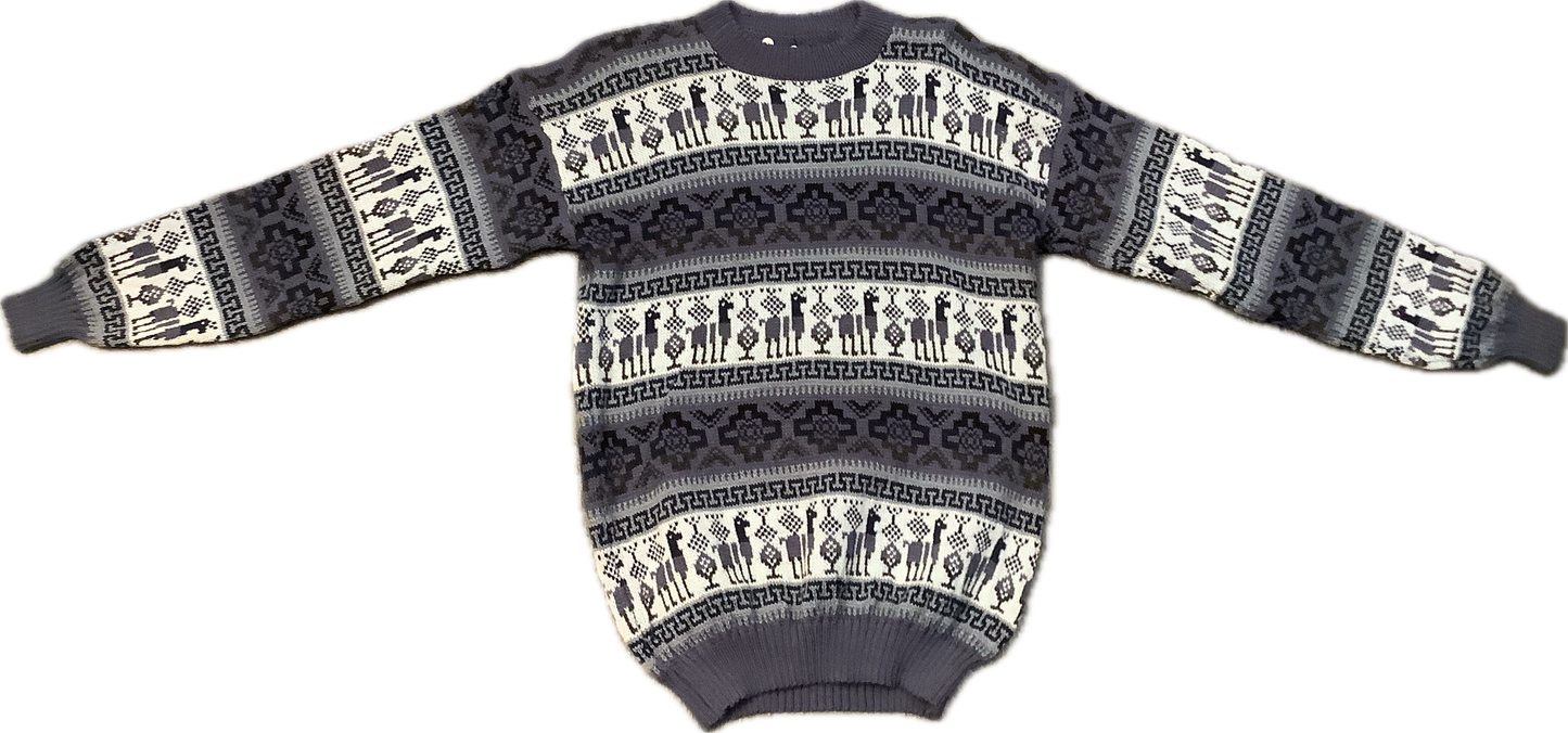 Crewneck Alpaca Figure Sweater