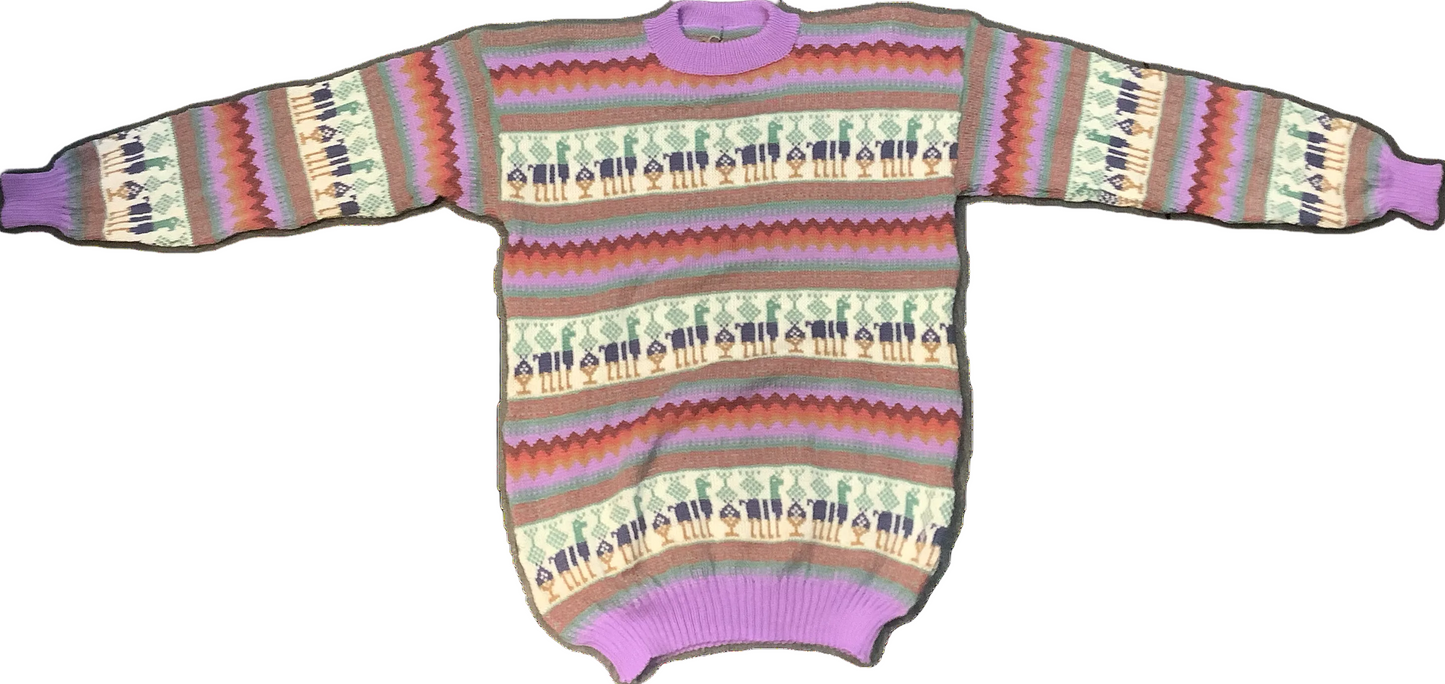 Crewneck Alpaca Figure Sweater