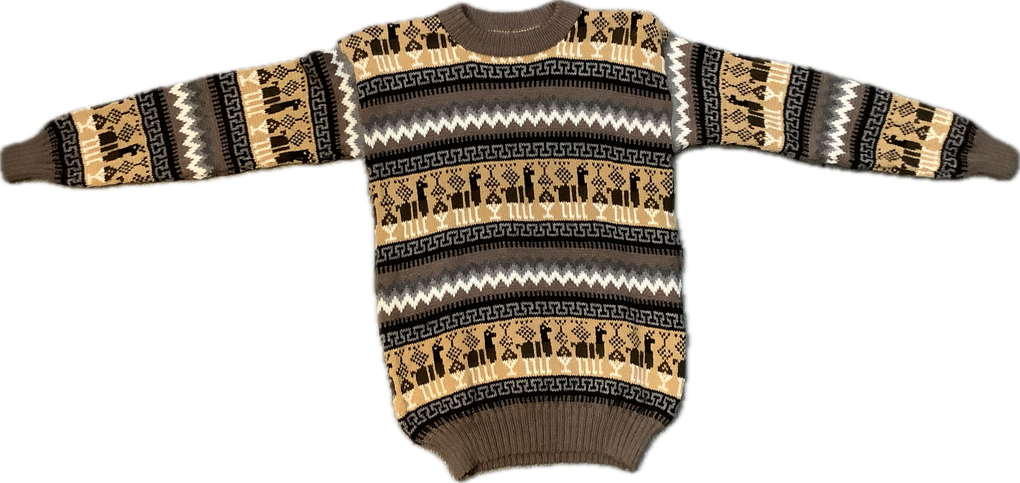 Crewneck Alpaca Figure Sweater