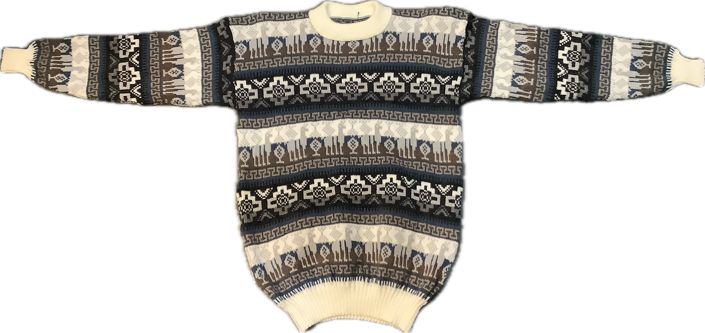 Crewneck Alpaca Figure Sweater