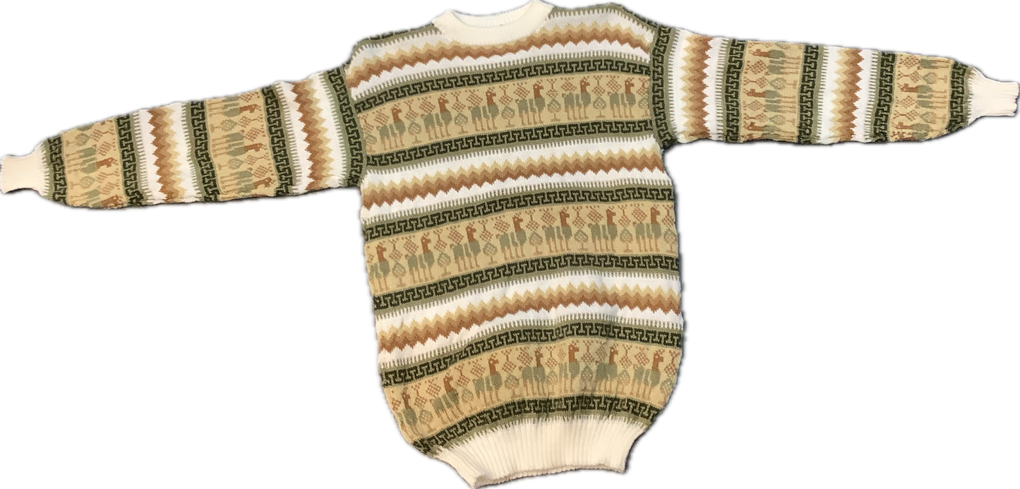 Crewneck Alpaca Figure Sweater
