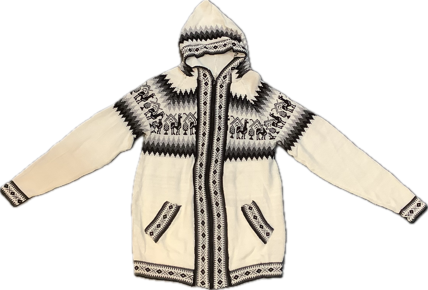 Hooded Alpaca Zip up Sweater