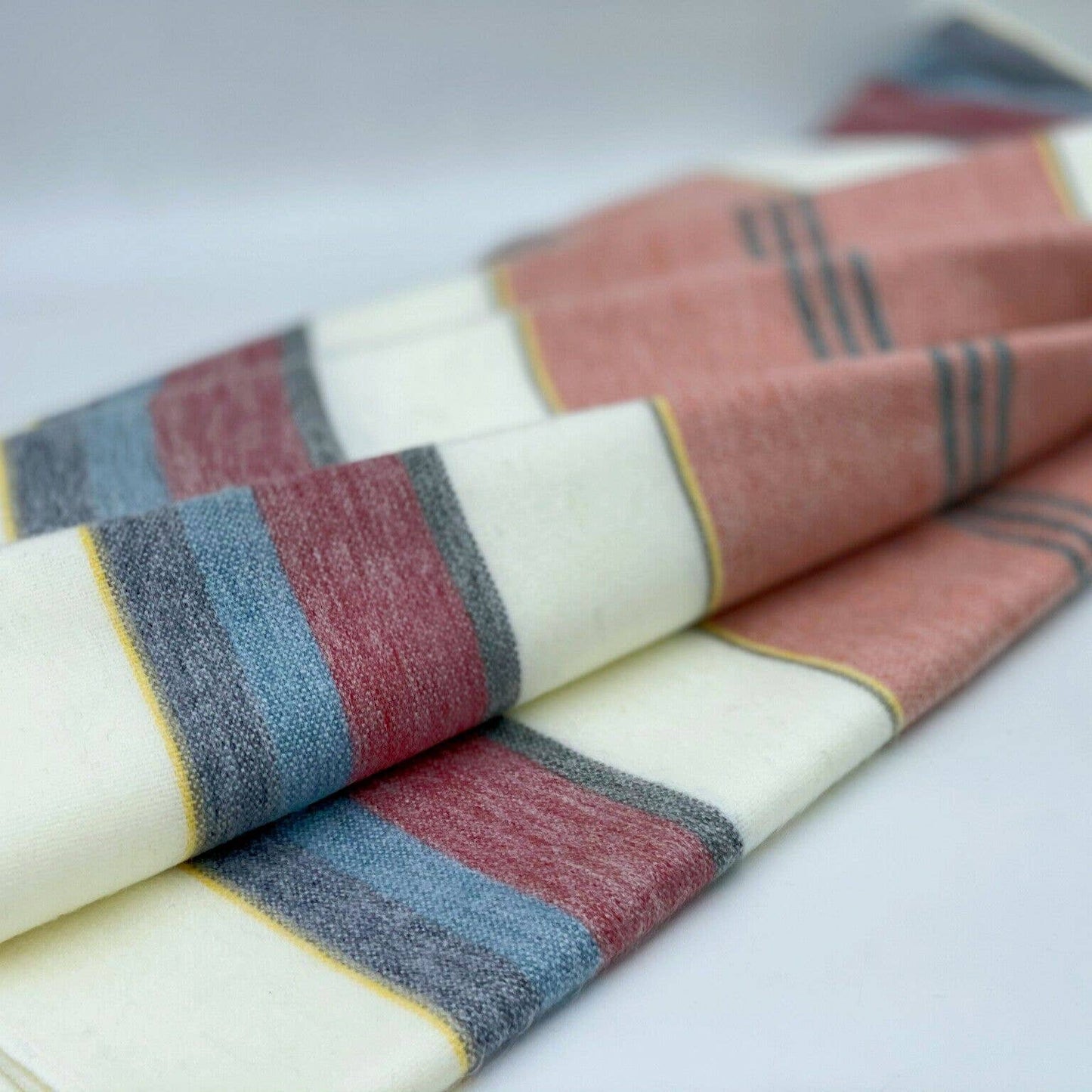 Soft & Warm Baby Alpaca Wool Blanket - Queen 95" x 63" - Multi Colored Stripes Pattern