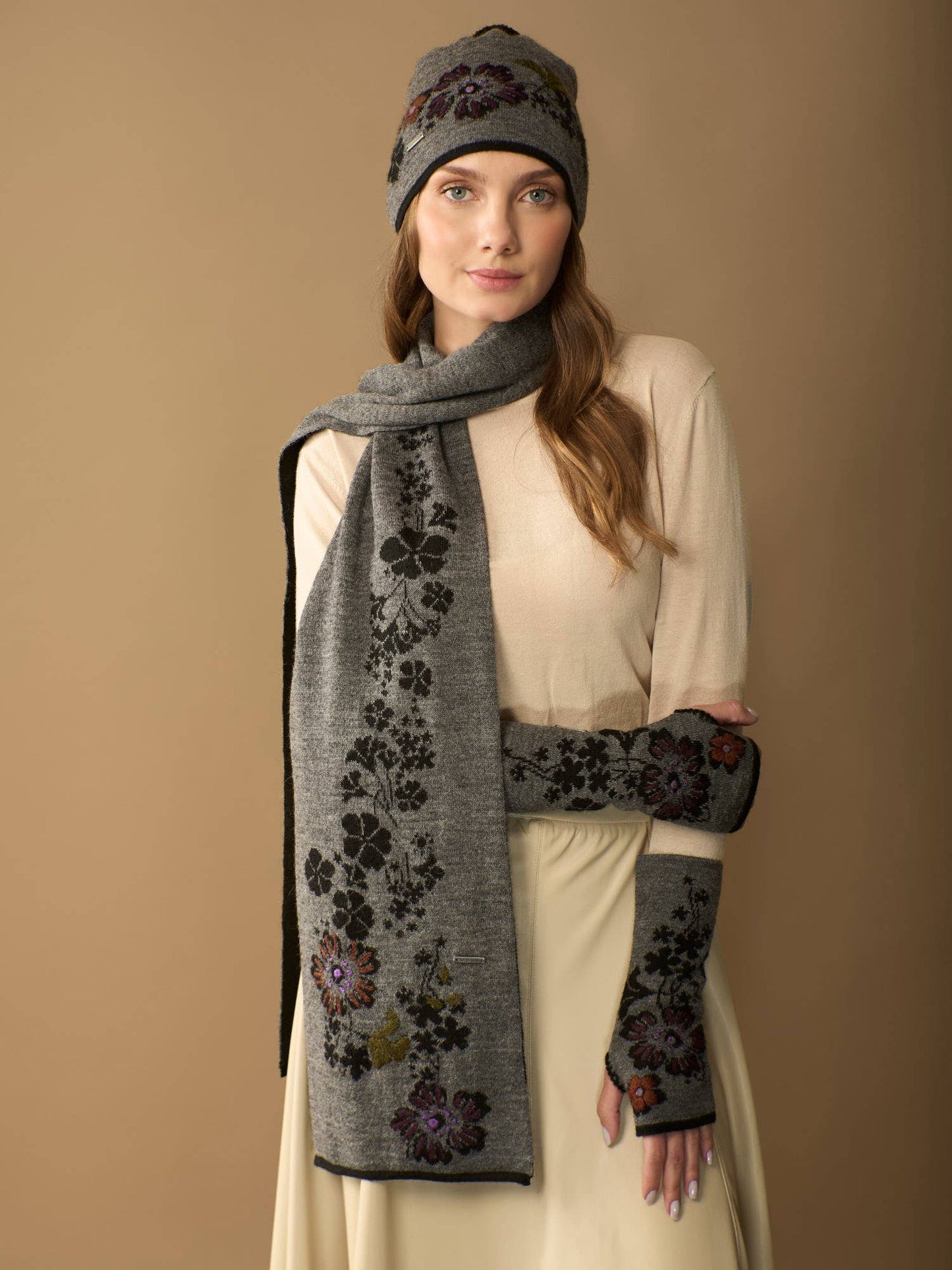 Julia Alpaca Scarf | Hand Embroidered