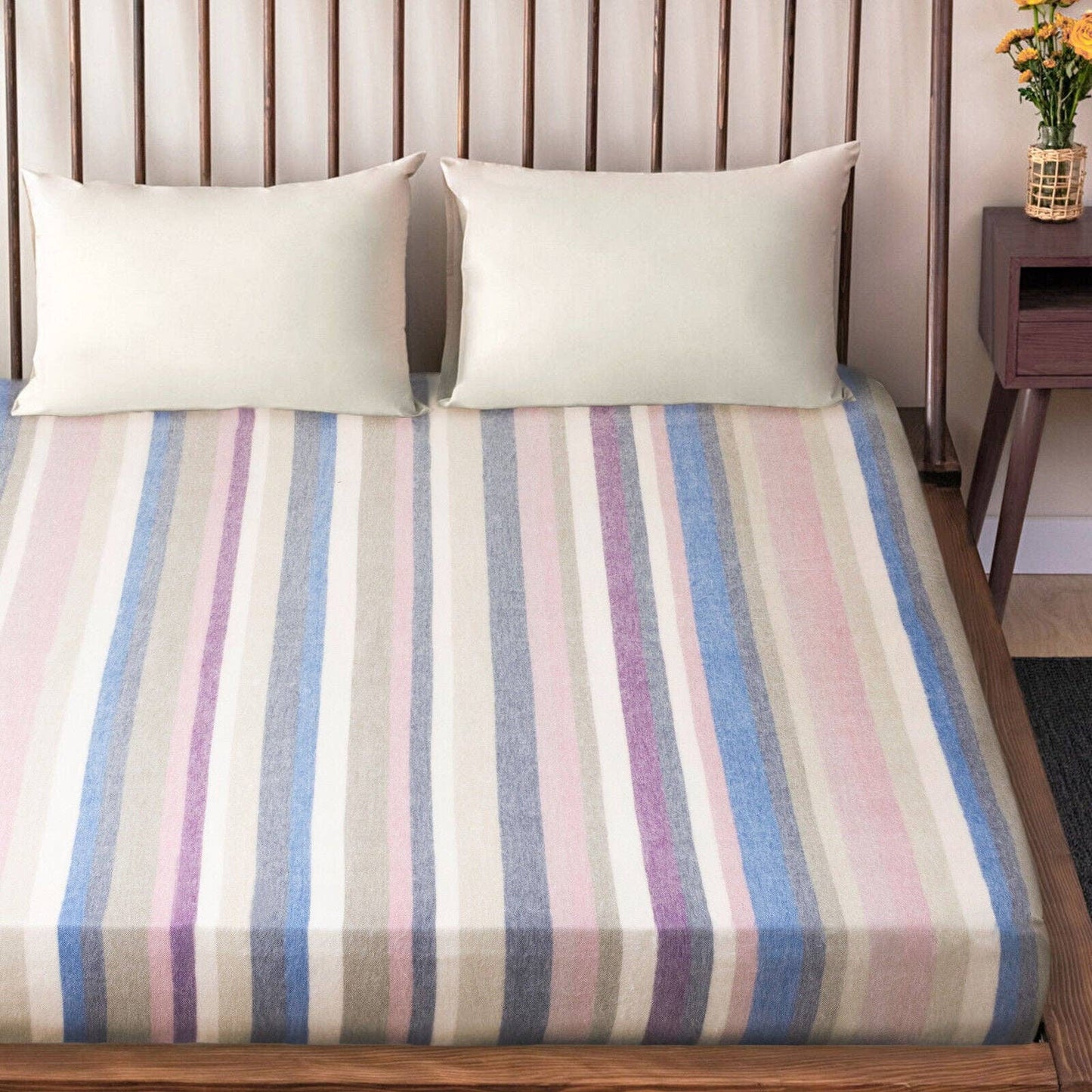 Yunga - Queen-Sized Baby Alpaca Wool Throw Blanket/Sofa Cover - 95 x 65 in - Pastel Dreams - Soft Pink/Blue/Purple Hues