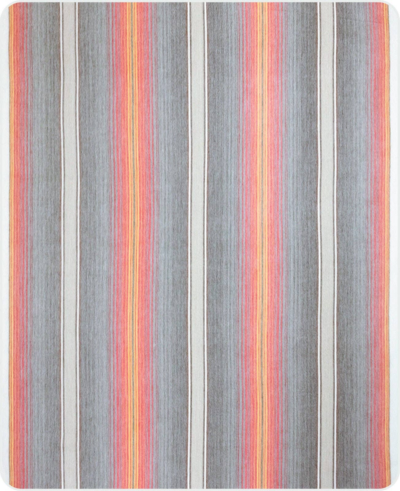 Ajilanga - Baby Alpaca Wool Blanket - Queen 95 x 65 in - Sunset Hues - Red/Orange/Dark Gray