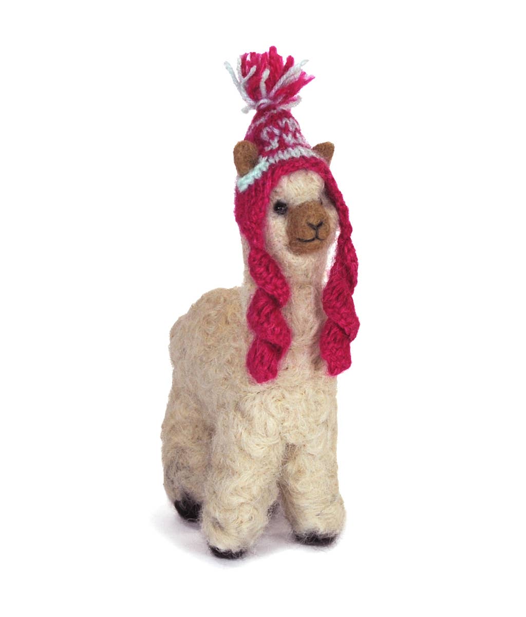 Felt Cria Alpaca: Sculpture Ornament Holiday Decor