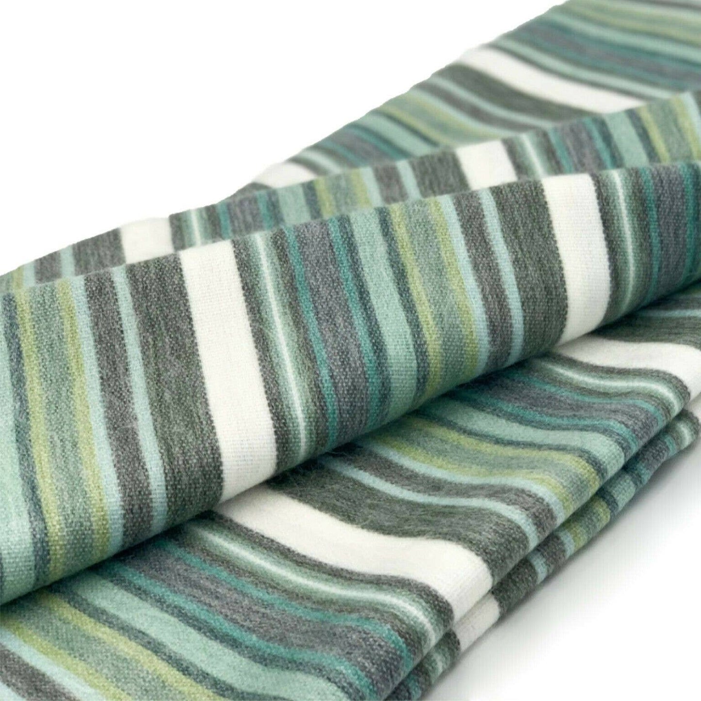 Soft & Warm Baby Alpaca Wool Blanket - Queen 95" x 67" - White/Green/Gray
