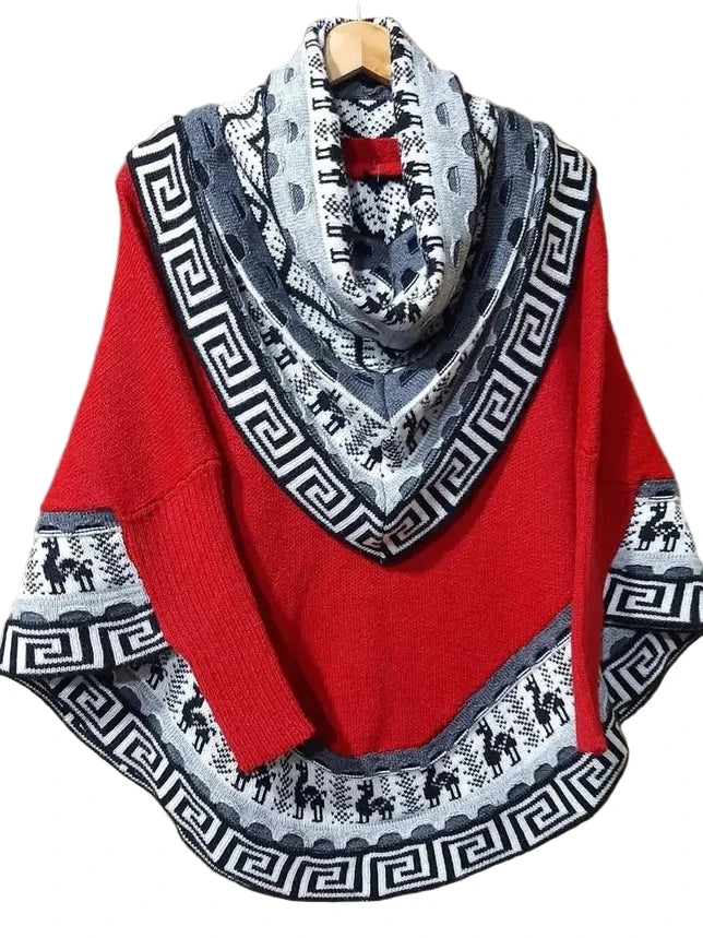Women's Alpaca Poncho with Sleeves