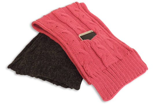 Cable Knit Alpaca Scarf with Pockets