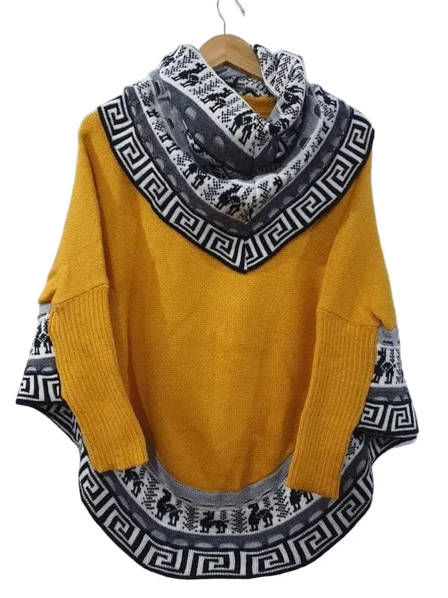 Women's Alpaca Poncho with Sleeves