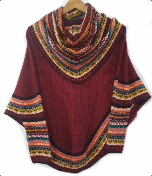 Superfine Alpaca Wool Knitted Turtleneck Poncho Cape