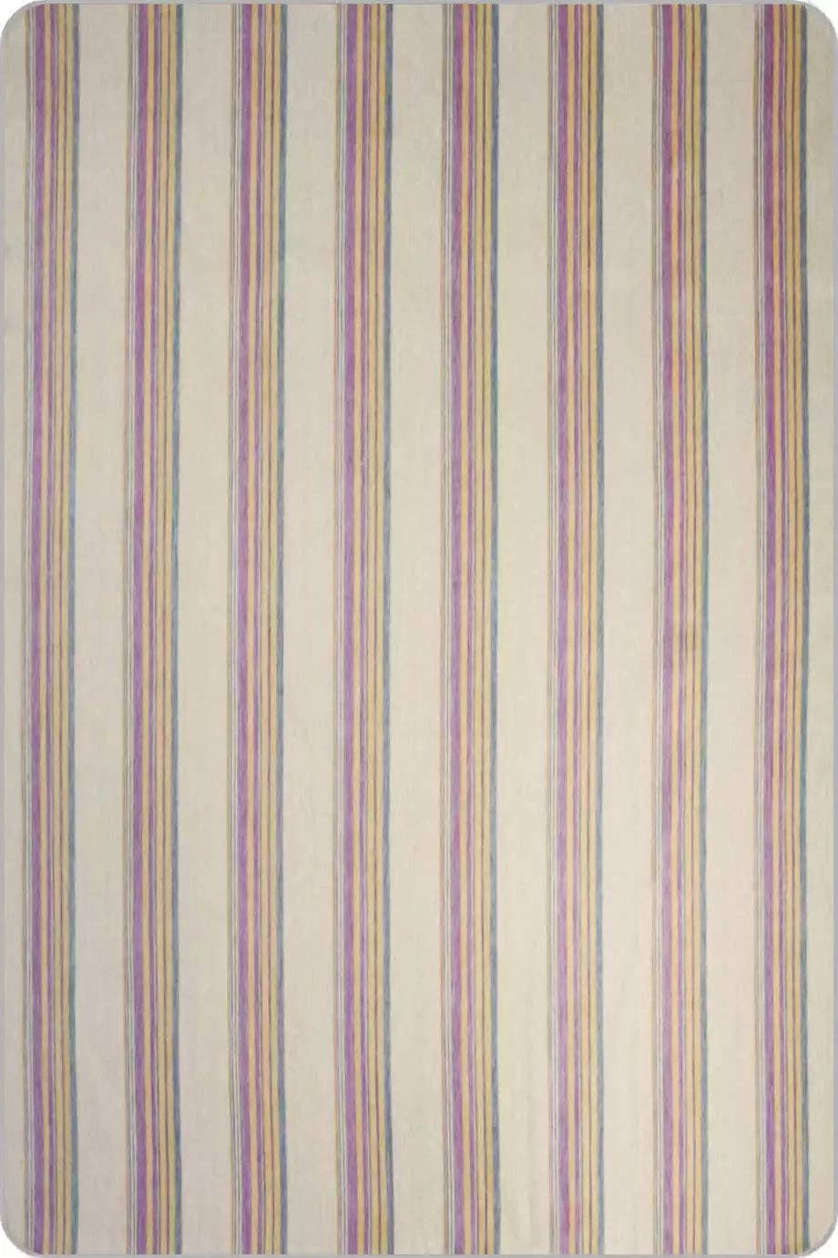 Quijos - Fine Alpaca Wool Blanket - Queen 96 x 65 in - Multicolor Stripes in Lavender, Gold & Gray