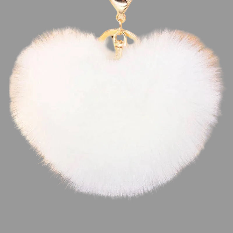 Heart Shaped Alpaca Fur Keychain