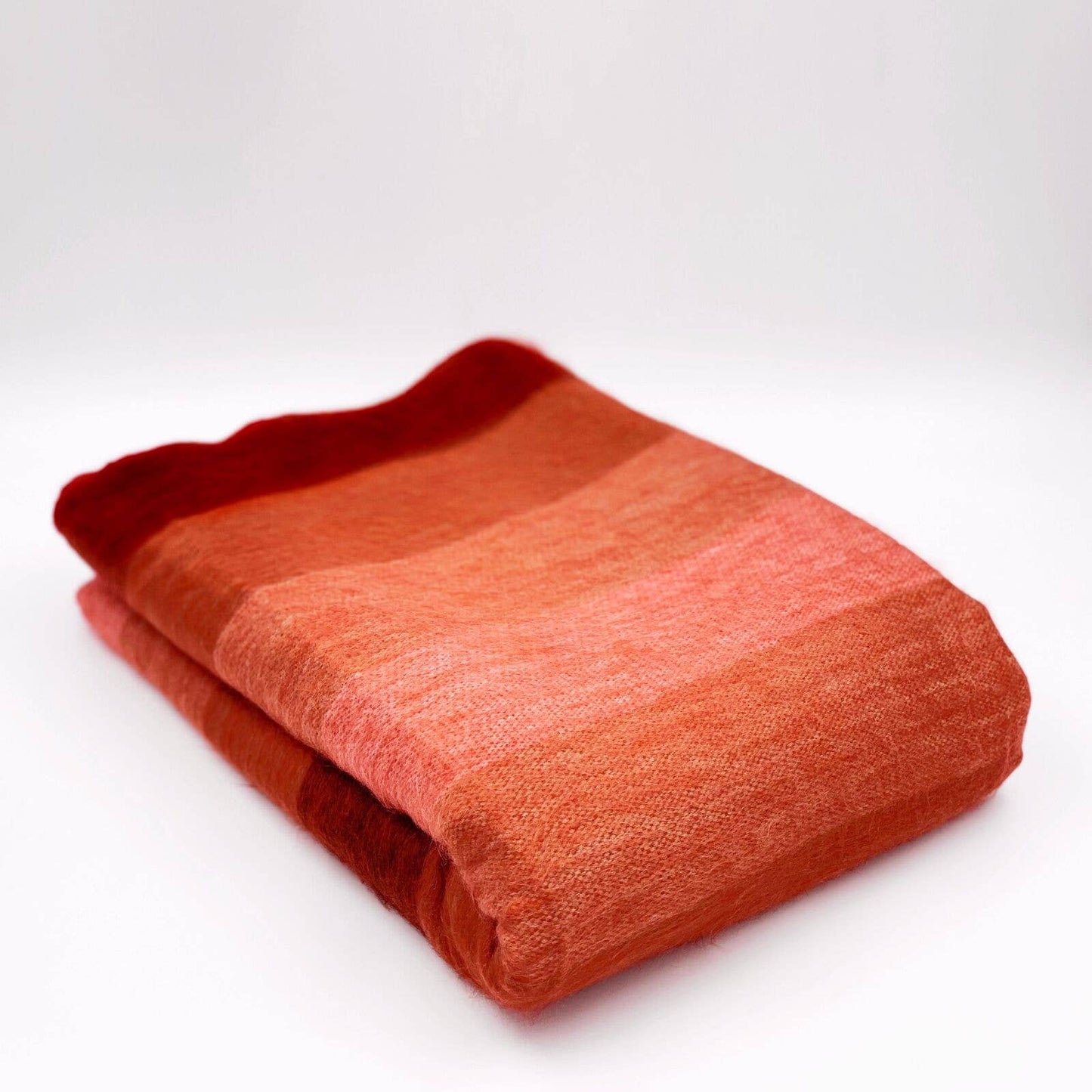 Soft & Warm Baby Alpaca Wool Blanket - Queen 90" x 65" - thick stripes pattern red