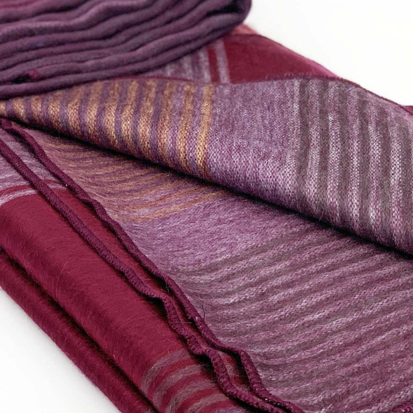 Soft & Warm Baby Alpaca Wool Blanket - Queen 95" x 65" - Multi Colored Stripes Pattern