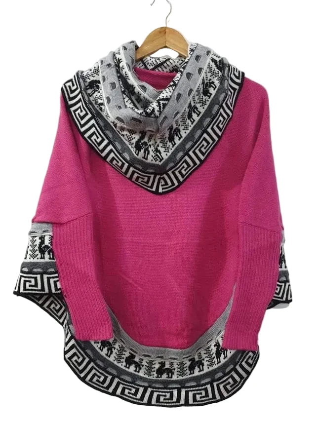 Women's Alpaca Poncho with Sleeves