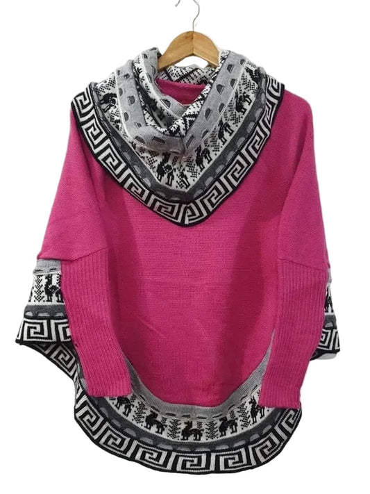 Women's Alpaca Poncho with Sleeves